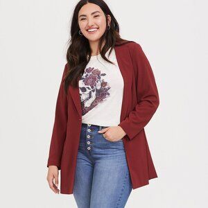 Torrid - Studio Crepe Longline Blazer - Size 3, Jester Red